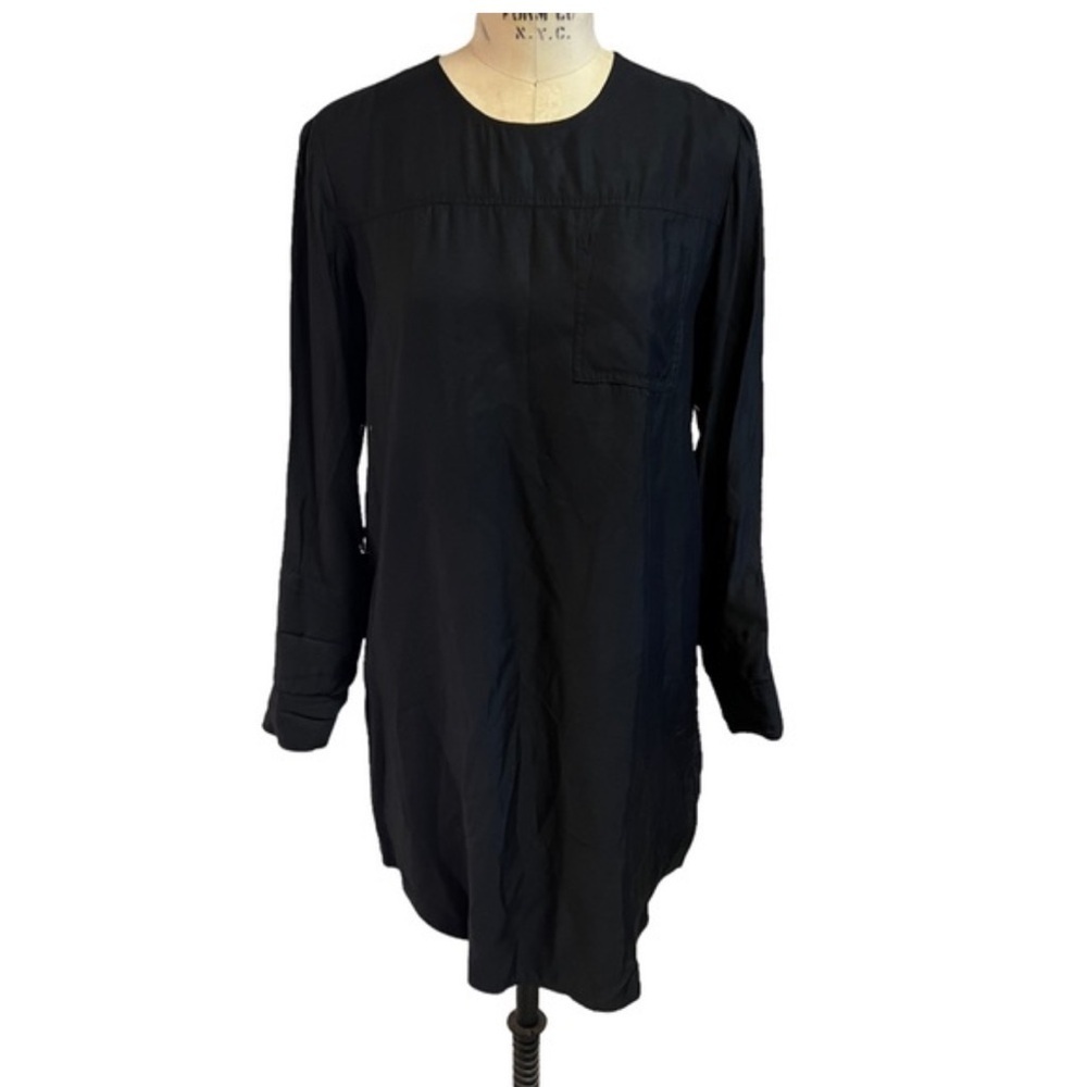 Standard James Perse Pocket Black Long Sleeve Shirt Dress sz S